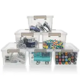 Produktbild: Citylife 6er-Set 1.25L Klein Aufbewahrungsbox mit Deckel Stapelbar Griff Clips Kleinteile, transparente Aufbewahrung Boxen mit Clipverschluss Grau Organizer-Boxen mit Belüftung17.7 x 13 x 8.2 cm