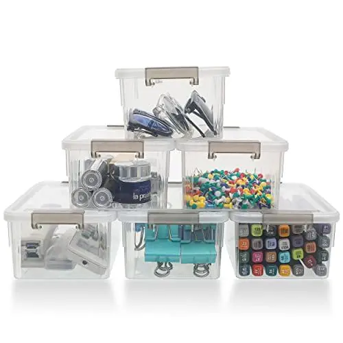 Produktbild: Citylife 6er-Set 1.25L Klein Aufbewahrungsbox mit Deckel Stapelbar Griff Clips Kleinteile, transparente Aufbewahrung Boxen mit Clipverschluss Grau Organizer-Boxen mit Belüftung17.7 x 13 x 8.2 cm