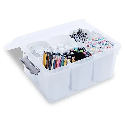 Produktbild: Citylife Aufbewahrungsboxen 16L aus Kunststoff, mit 6x1.6L Boxen Kleine, Verstärkte Kisten Aufbewahrungs mit Deckel klein für die Organisation von Werkzeug, Handwerk, Lego, Buntstifte