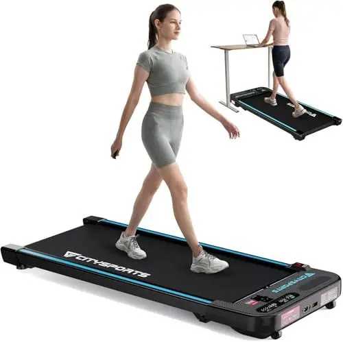 Produktbild: CITYSPORTS Laufband | Elektrisches Walking pad für Zuhause, Mit Bluetooth-Musikwiedergabefunktion, LED-Anzeige und Riemenscheibe 1-6KM/H, 110KG (Schwarz)