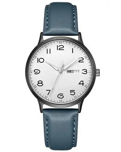 Produktbild: CIVO Armbanduhr Damen Blau Lederarmband: Analog Damenuhr Datum Wasserdicht Leuchtend Quarz - Minimalistisch Uhr Geschenke für Frauen