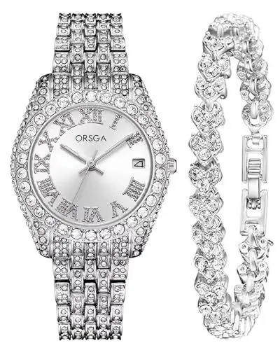 Produktbild: CIVO Armbanduhr Damen Silber Edelstahl Analog Damen Uhr Wasserdicht Klassisch Elegante Kleid Damenuhr Quarz Minimalistische Leuchtend Datum Geschenkset fur Frauen