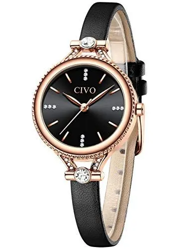 Produktbild: CIVO Damen Uhr Analog Quarz Design Wasserdicht Elengate Armband Damenuhr Leder Mode Kleid Beiläufig Diamant Business für Damen