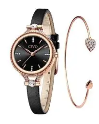 Produktbild: CIVO Damen Uhren Leder Minimalistisch Analog Quarz Armbanduhr Elegante Klassische Uhr Mode Kleid Geschenke für Frauen