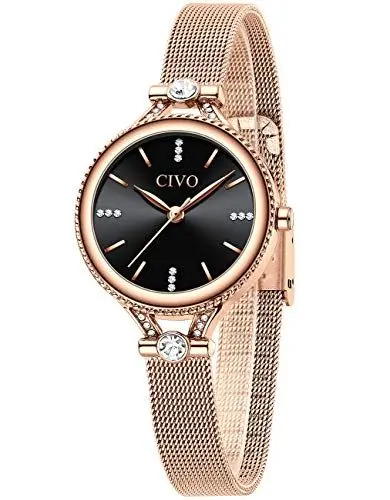 Produktbild: CIVO Damen Uhren Analoge Quarz Edelstahl Designer Slim Minimalistisch Wasserdicht Elegant Armbanduhr für Damen Mädchen