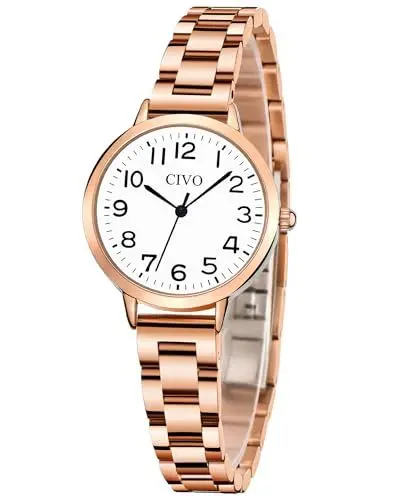 Produktbild: CIVO Damen Uhren Roségold Edelstahl Quarz Analog Armbanduhr Damen Wasserdicht Minimalistische Klassisch Elegante Kleid Geschenke Uhren fur Damen Frauen Lässig