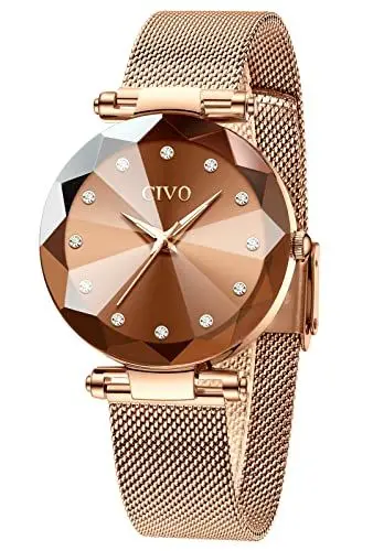 Produktbild: CIVO Damen Uhren Roségold Wasserdicht Mesh Armband Mode Kleid Elegant Beiläufig Quarzuhr für Damen Frauen