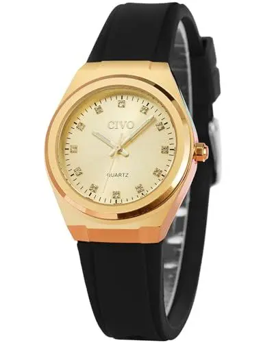Produktbild: CIVO Damenuhr Designer Schwarz Silikon Band Armbanduhr Damen Leuchtend Wasserdicht Uhr Damen Mode Lässig Analog Quarzuhr Dünn Geschenke Frauen