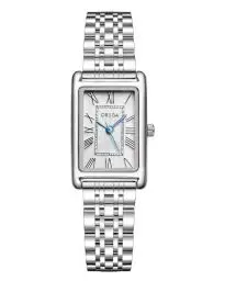 Produktbild: CIVO Damenuhr Edelstahl Silber Rechteckige Armbanduhr Damen Analog Quarz Uhr Retro Klassische Damenuhren Römische Nummer, Mode Kleid Geschenke für Frauen