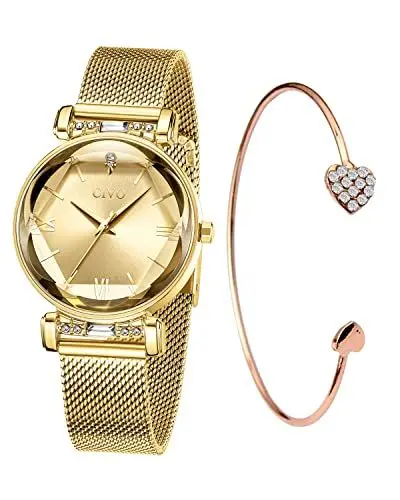 Produktbild: CIVO Damenuhr Armreif Wasserdicht Armbanduhr Damen Gold Edelstahl Mode Kleid Elegant Beiläufig Designer Quarzuhr