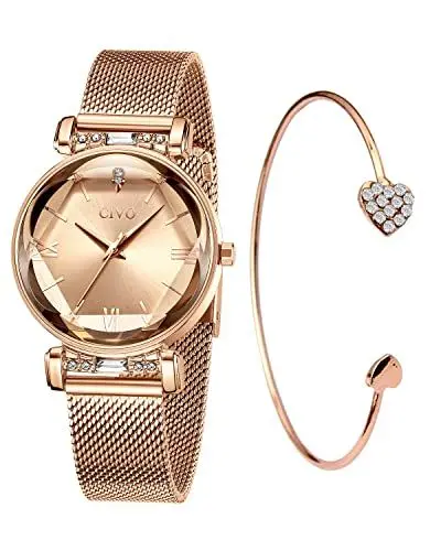 Produktbild: CIVO Damenuhr Rosegold Armreif Wasserdicht Armbanduhr Mode Kleid Elegant Beiläufig Designer Quarzuhr