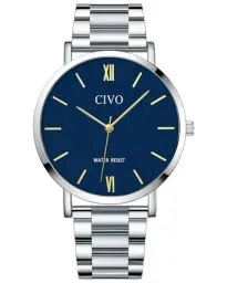 Produktbild: CIVO Edelstahl Analog Uhren für Männer: Mode Minimalismus Design Armbanduhr Herren - Silber Quarz Wasserdicht Herrenuhr