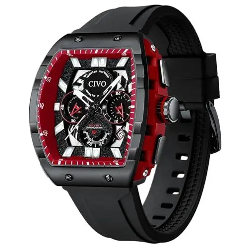 Produktbild: CIVO Herren Uhr Analog-Quarz Schwarz : Wasserdicht Chronograph Armbanduhr Militär