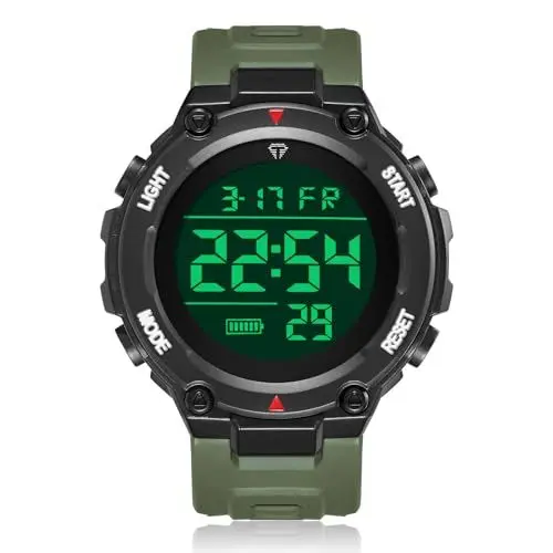 Produktbild: CIVO Herrenuhr Digital Militär Armbanduhr: LED Groß Ziffernblatt Army Grün Uhren fur Herren - Wasserdicht Digitaluhr mit Stoppuhr Wecker