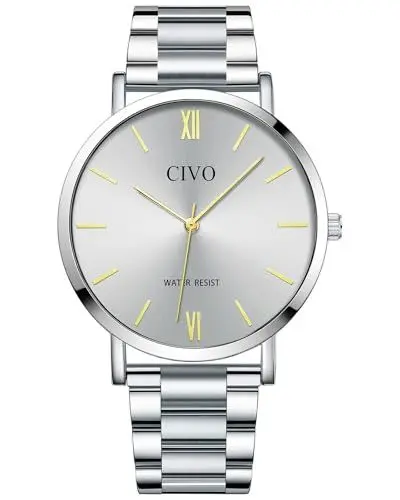 Produktbild: CIVO Herrenuhr Edelstahl Silber Armbanduhr: Wasserdicht Analog Quarz Klassische Uhren Herren