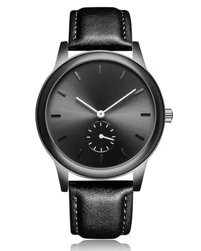 Produktbild: CIVO Herrenuhr Sportlich Schwarz Analog - Armbanduhr Herren Leder Wasserdicht Lässig Klassisch Geschenke Uhren für Männer