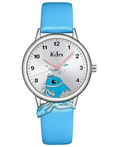Produktbild: CIVO Kinderuhr Mädchen Jungen Blau Leder Armbanduhr Kinder Analog Quarz Lernuhr Wasserdicht Mädchen Uhr Arabische Ziffern Süß Modische, Geschenke für Kinder