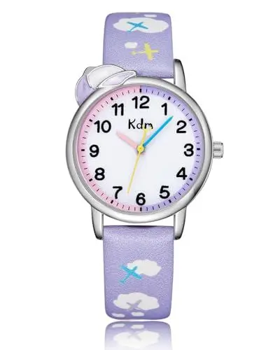 Produktbild: CIVO Lernuhr Kinder Jungen Uhr: 3ATM Wasserdicht Kinderuhr Jungen - Analog Armbanduhr Kinder Jungen Lila Himmel