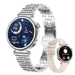 Produktbild: CIVO Smartwatch Damen Fitness Tracker: Silber Rund Fitnessuhr Schrittzähler Sport Wasserdicht IP67 - Blutdruckmessung Pulsuhr Smart Watch Kompatibel Android iOS