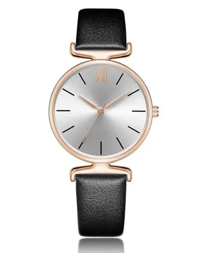 Produktbild: CIVO Uhr Damen Leder Klassisch Schwarz Quarz Analog Armbanduhr Damen Minimalistische Elegante Lässig Wasserdicht Geschenke Uhren fur Damen Frauen