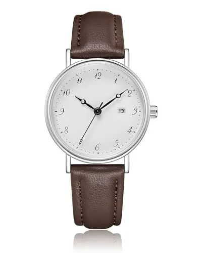 Produktbild: CIVO Uhr Damen Lederarmband Analog Armbanduhr: Datum Wasserdicht Elegant Runden Damenuhr Klassische Leicht zu Lesen Frauen Quarzuhr Braun Band