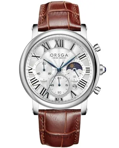 Produktbild: CIVO Uhren Herren Chronograph Analog Armbanduhr Herren Elegant Mondphase Braun Lederarmband Herrenuhren Klassische wasserdichte Datum Quarzuhr, Geschenke für Männer