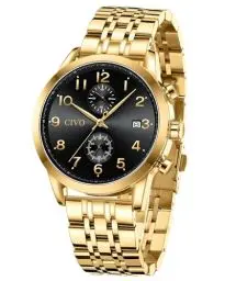 Produktbild: CIVO Uhren Herren Chronograph Armbanduhr: Gold Männer Uhr Quarz - Edelstahl Herrenuhr Wasserdicht