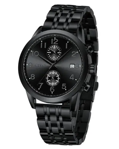 Produktbild: CIVO Uhren Herren Chronograph Armbanduhr: Schwarz Männer Uhr Quarz - Edelstahl Herrenuhr Wasserdicht