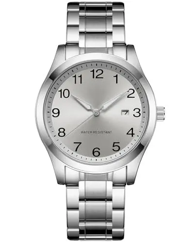 Produktbild: CIVO Uhren Herren Edelstahl Silber: Armbanduhr Herren Analog Wasserdicht - Herrenuhr mit Datum Leuchtend Klassische Business Quarzuhr Grau Zifferblatt Geschenke für Männer