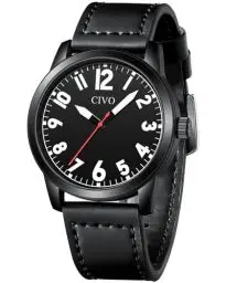 Produktbild: CIVO Uhren Herren Lederarmband Armbanduhr: Leicht Lesbare Uhr mit Groß Zahlen Analog Schwarz Herrenuhren