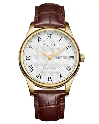 Produktbild: CIVO Uhren Herren Lederarmband Braun - Herrenuhr Klassisch Analog Quarz Armbanduhr Herren Datum Wasserdicht Römische Zahlen, Elegantes Geschenke für Männer(Braun/Gold)