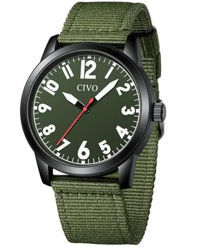 Produktbild: CIVO Uhren Militär fur Mode Herren: Quarzuhr mit Groß Zahlen - Analog Wasserdicht Nylonband