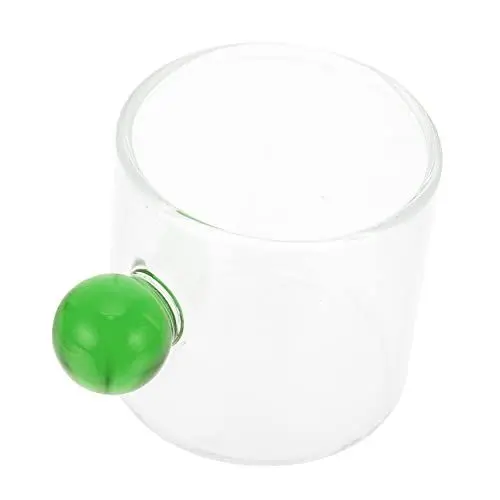Produktbild: CIYODO 1Stk Kugelglas kaffeekanne kaffeekännchen Trinkglas glastasse cocktailgläser Kaffeetassen Espressogläser Glasbecher mit Henkel klar Teetasse zu Hause Kaffeebecher mit Henkel Green