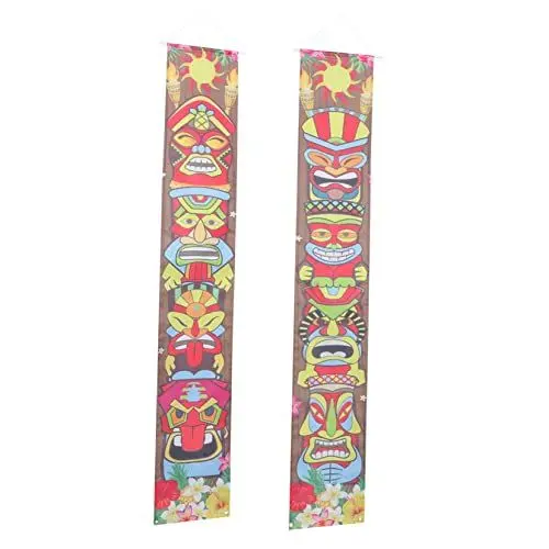 Produktbild: CIYODO Tropisches Hawaii Tiki Geburtstagsbanner Tiki Bar Dekoration Luau Party Wandbehang Veranda Schilder Für Tropische Feste