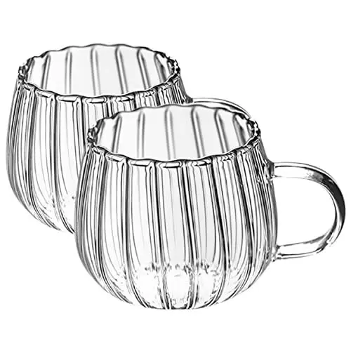 Produktbild: CIYODO 2Pcs Latte Cappuccino Zartes üsli Warme Kaffeetasse Partyklasse Mit Tassen Zuverlässige Suppe Für Klassische Teebecher Zuhause Griff Transparent Kürbis Frühstück Ml Gläser
