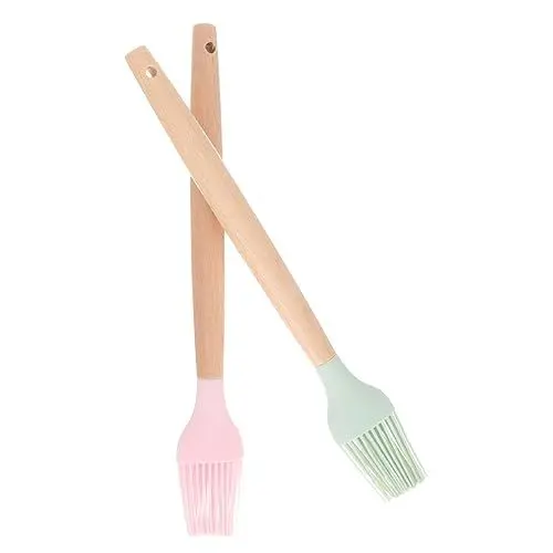 Produktbild: CIYODO 2St Silikonölpinsel mit Holzgriff Butteröl Mehrzweck-Ölpinsel Bürste für Speiseöl Grillbürste Backölpinsel The Cook die köchin Easy putz gaßgrill tragbare Bürste Mehrzweckbürste