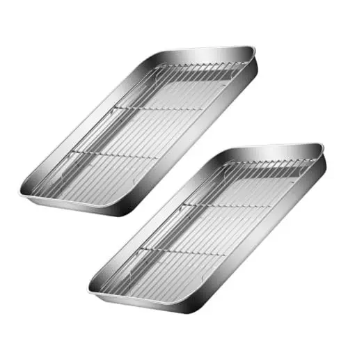 Produktbild: CIYODO 2 Sets Ofen Backen Rack-Edelstahl Drainage Net Tablett Mit
