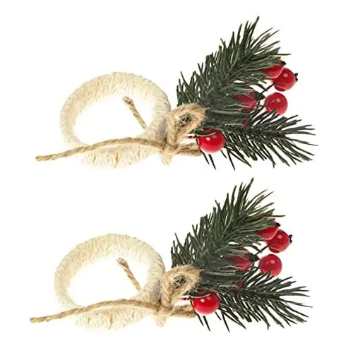 Produktbild: CIYODO 2st Weihnachtsserviettenringe Dekorativer Serviettenhalter Halter Für Serviettenringe Weihnachtliche Tischdekoration Rustikal Serviettenbänder Hochzeit Einrichtung Künstliche