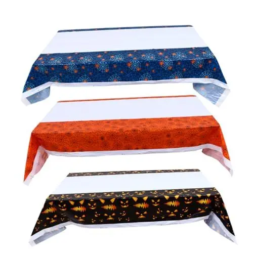 Produktbild: CIYODO 3 STK Halloween -Tischdecke Tischdecke aus Kunststoff wasserdichte Tischdecke einwegtischdecken einmaltischdecke Dekor Tischsets Halloween-Plattenmatte Skelett Kürbis
