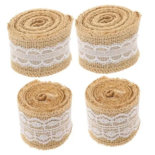 Produktbild: CIYODO 4 Rollen Dekoratives Geschenkband Handgefertigtes Geschenkband Schneidbares Geschenkband Spitzenband Dekoratives Wickelband Verpackungsband Multifunktionsband Geschenkartikel Jute