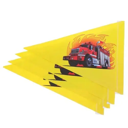 Produktbild: CIYODO Sicherheitsflaggen Für Kinder 4er-pack Feuerwehrauto-flaggen Teleskopstange Für Gelbe Reflektierende