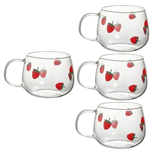Produktbild: CIYODO 4 Stück Erdbeer-trinkglas Bierkrug Getränke Gläser Tassen Dessertweingläser Zuckerstangenbecher Flüssige Schüssel Latte Tasse Kaffee Erdbeer-trinkbecher Joghurtbecher Saft Becher