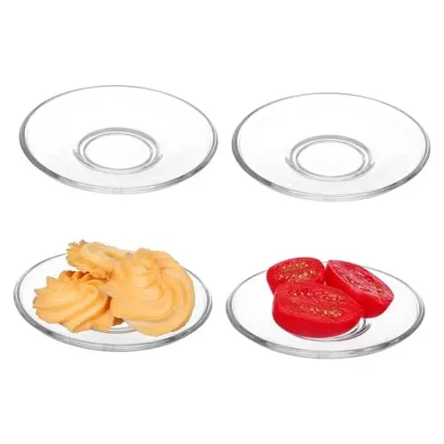 Produktbild: CIYODO 4stücke Klare Glasuntertassen Runde Glasplatten Dekorative Kaffeeteller Snack-aufbewahrungsschalen Für Zuhause Hotels Und Restaurants Transparent