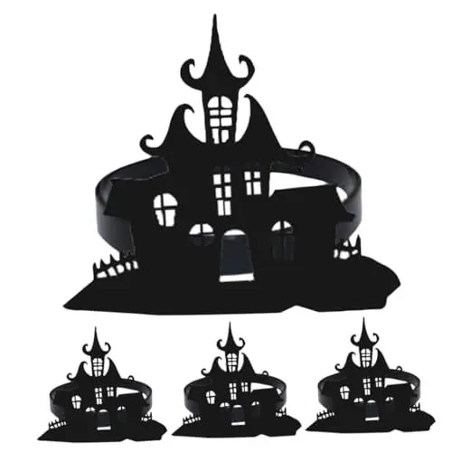 Produktbild: CIYODO Halloween-serviettenhalter Im Schlossstil Serviettenschnallen Aus Schwarzem Metall