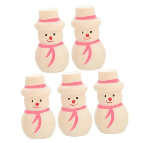 Produktbild: CIYODO Entzückende 5 Stücke Holz Schneemann Puppen Peg Dekorationen Schneemann Handwerk Für Weihnachten