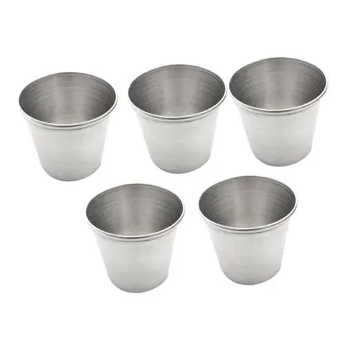 Produktbild: CIYODO 5er-set Edelstahl Likörbecher Tragbar Spirituosenbecher Weinbecher Kaffeebecher Teebecher Soßenbecher