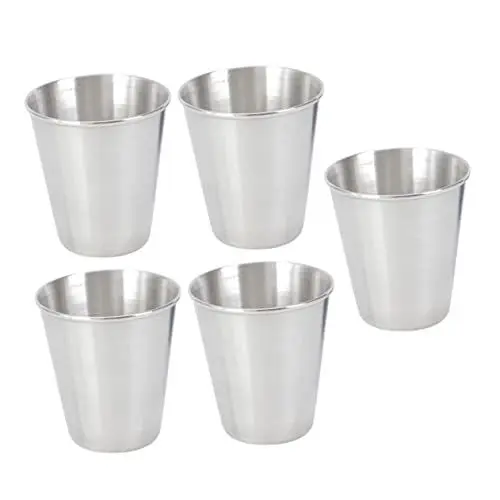 Produktbild: CIYODO 5pcs Stainlesscup Metall Tassen Tragbare Schuss Tassen Camping Schnaps Tassen Picknick Schuss Tassen Bar Tassen