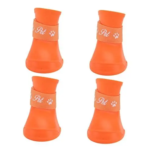 Produktbild: CIYODO wasserdichte Gummistiefel für Hunde rutschfeste Regen und Schneestiefel für Kleine Haustiere Orange für Welpen und Hunde