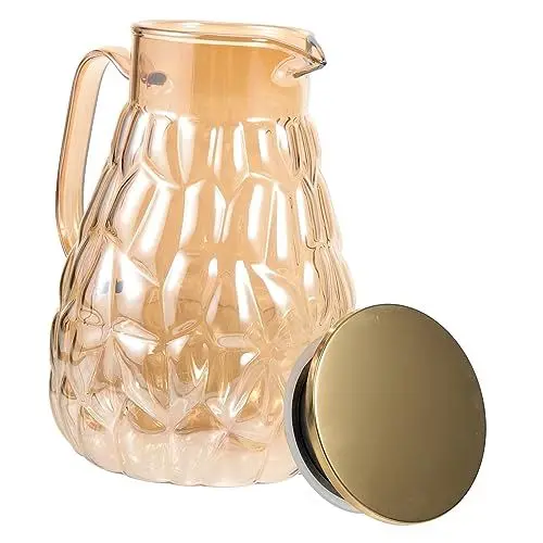 Produktbild: CIYODO Glaskrug für kaltes abgekochtes Wasser große Wasserflasche gebogener Griff für Dinnerpartys Grillabende