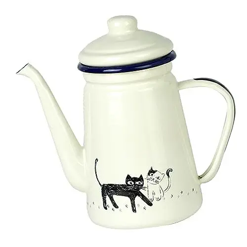 Produktbild: CIYODO Wasserkocher aus Emaille Kaffeemaschine Wassertopf für die Küche Sojasauce Campingkocher kaffeekanne kaffeekännchen kaffeepadmaschine Emaillierter Milchtopf Emaille-Topf Weiß
